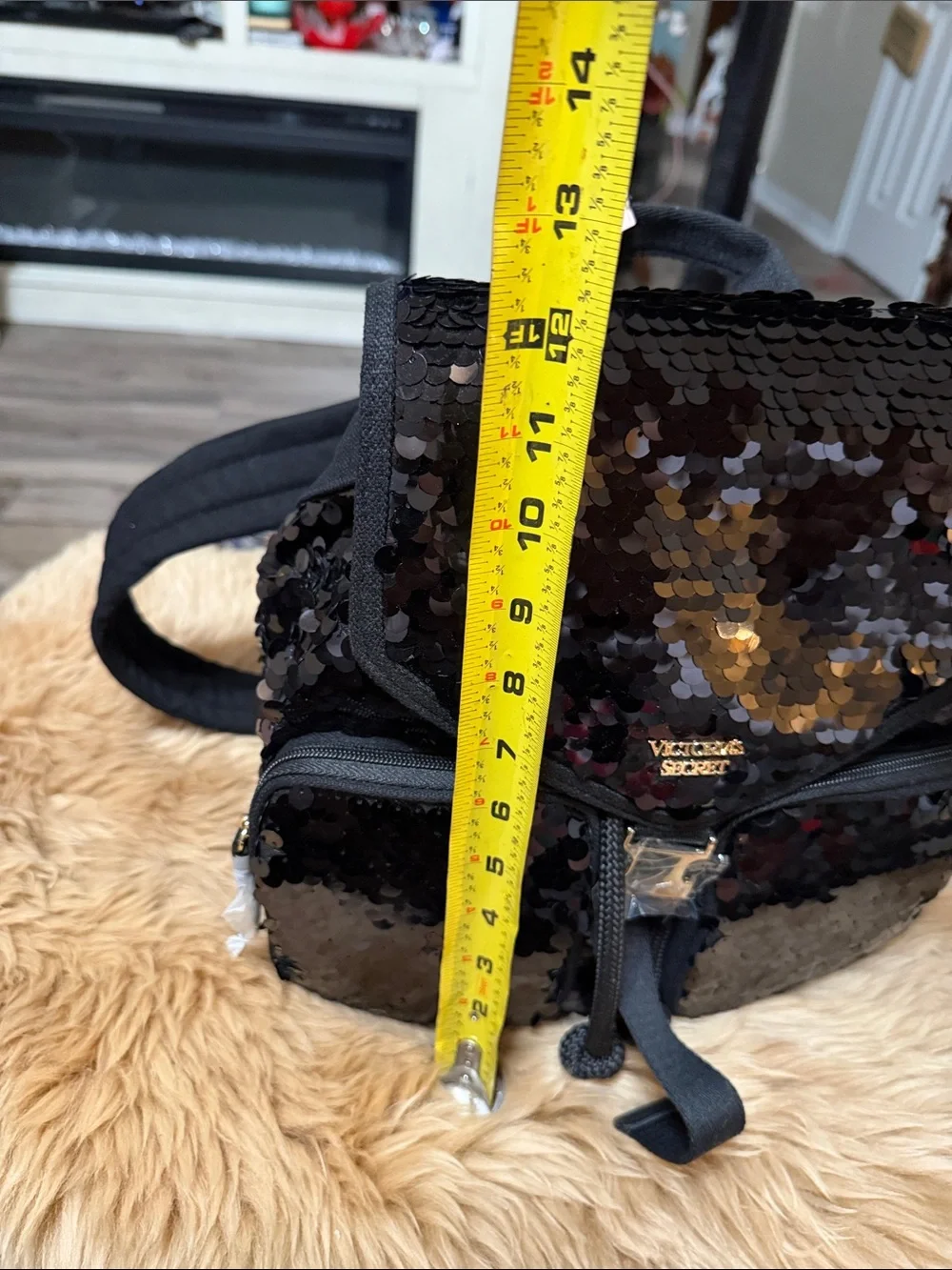 Victorias Secret Sequin Flap City Backpack Black NWT, Really Nice Backpack